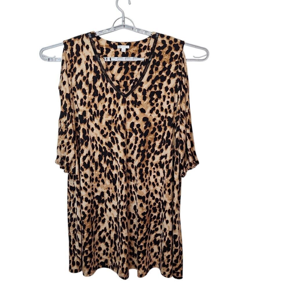 Cato Animal Print Dress Size 22/24W Shift Cutout Sleeve Mobwife Classic A-Line